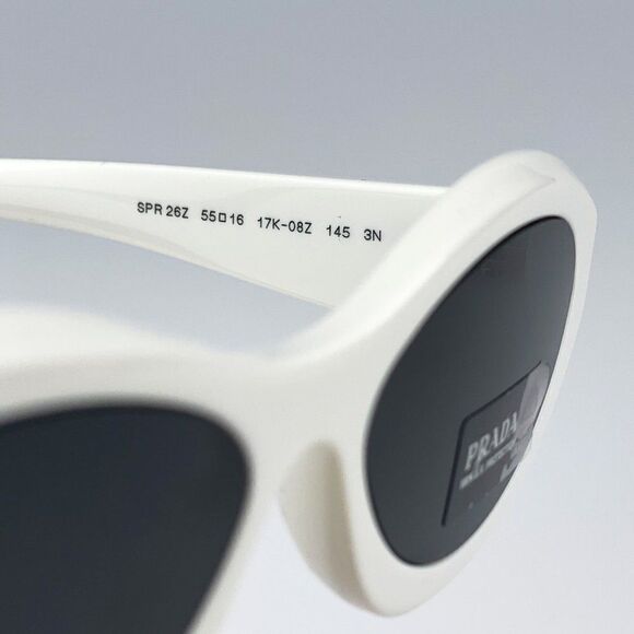 NEW Prada PR26ZS 17K08Z Talc White Dark Grey Oval Women Sunglasses - Picture 10 of 11